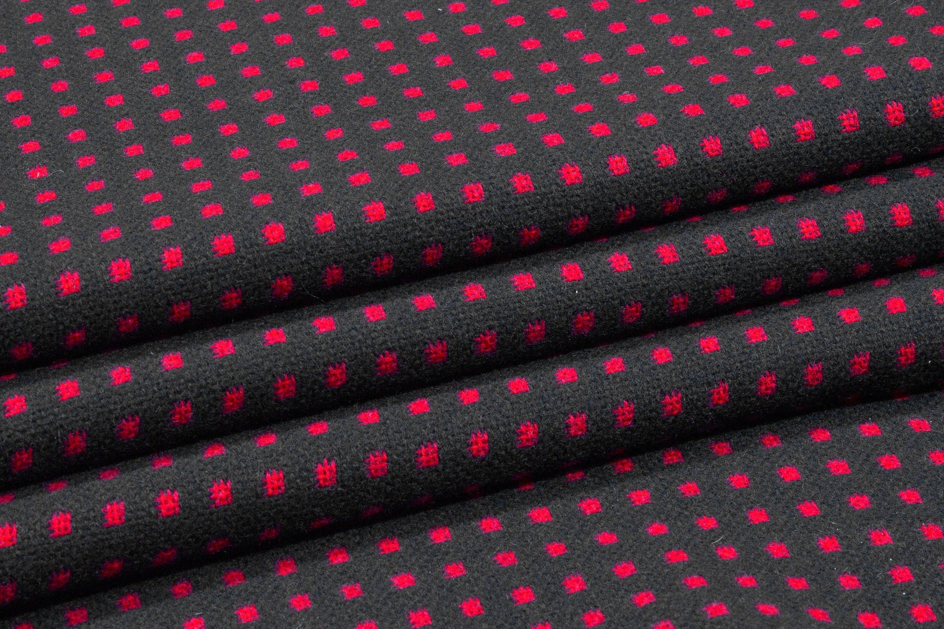 Red and Black Double Faced Italian Wool Coating - Prime Fabrics