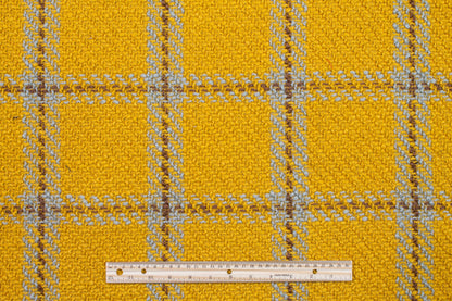 Yellow Windowpane Wool Blend Tweed Boucle - Prime Fabrics