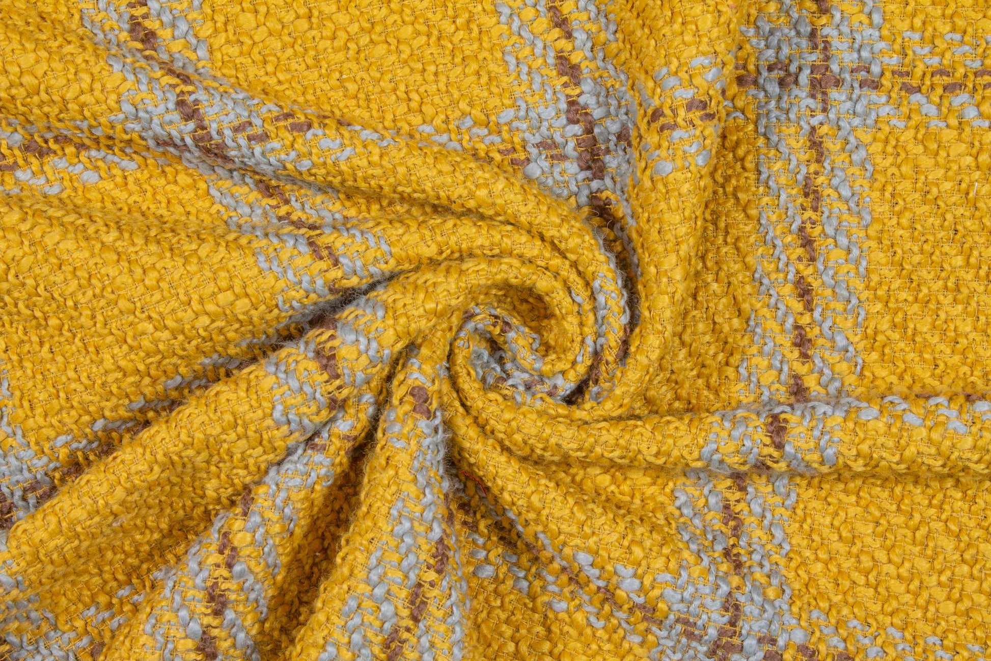 Yellow Windowpane Wool Blend Tweed Boucle - Prime Fabrics