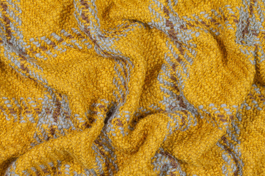 Yellow Windowpane Wool Blend Tweed Boucle - Prime Fabrics