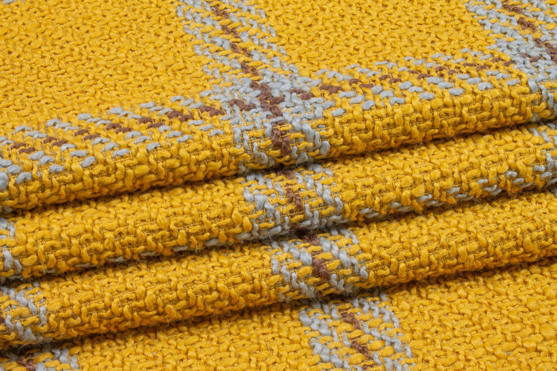 Yellow Windowpane Wool Blend Tweed Boucle - Prime Fabrics