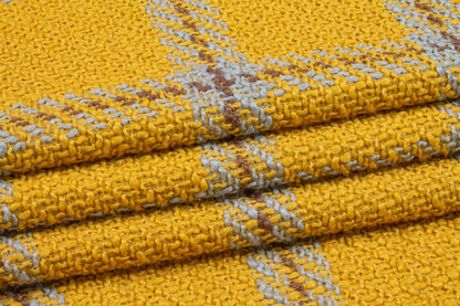 Yellow Windowpane Wool Blend Tweed Boucle - Prime Fabrics