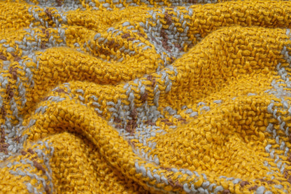 Yellow Windowpane Wool Blend Tweed Boucle - Prime Fabrics