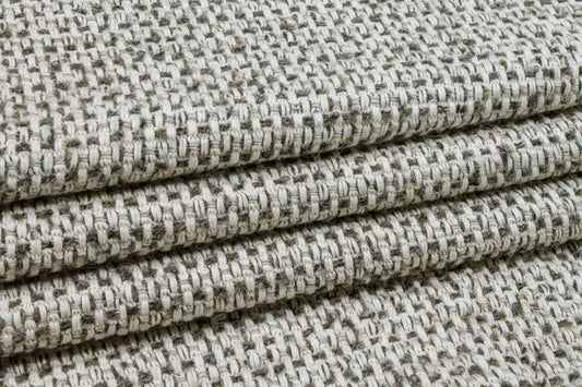 Off White and Gray Italian Wool Tweed - Prime Fabrics