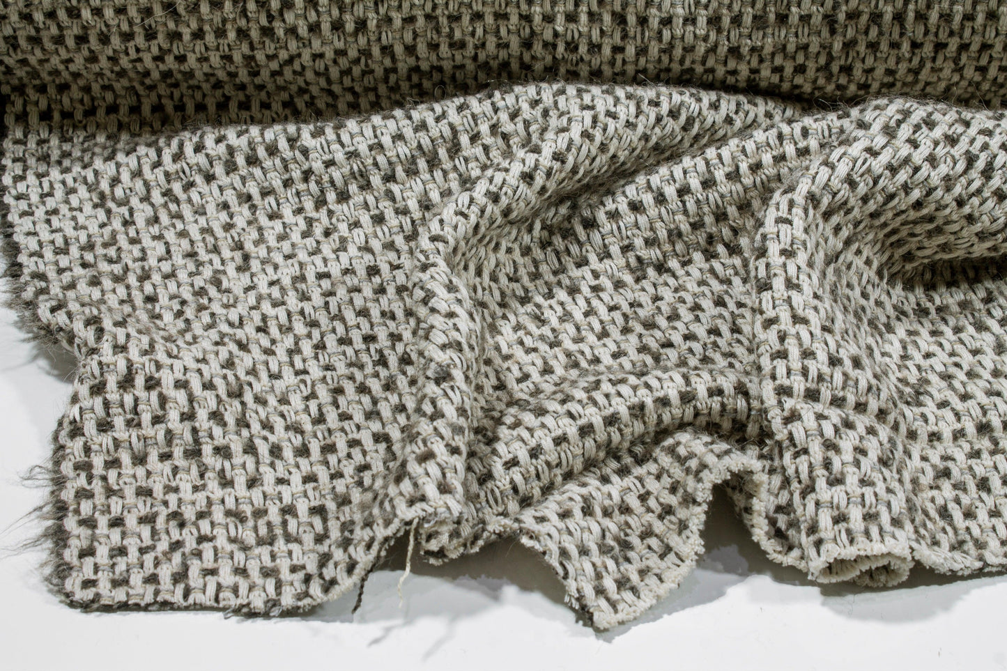 Off White and Gray Italian Wool Tweed - Prime Fabrics