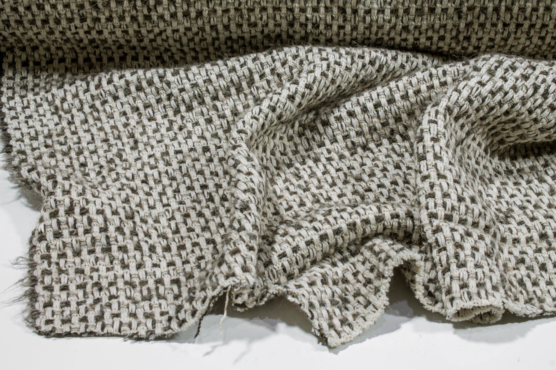 Off White and Gray Italian Wool Tweed - Prime Fabrics