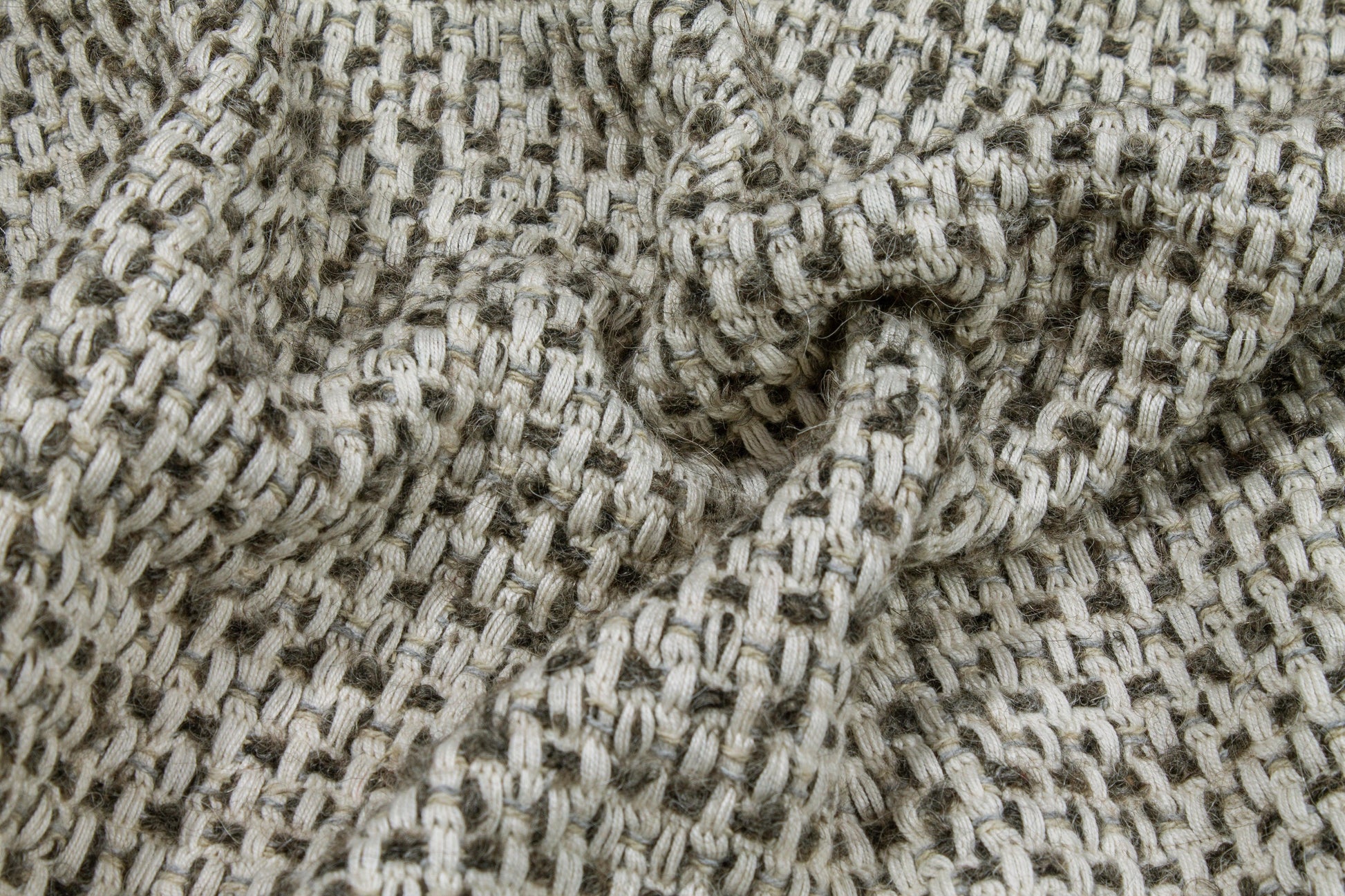 Off White and Gray Italian Wool Tweed - Prime Fabrics
