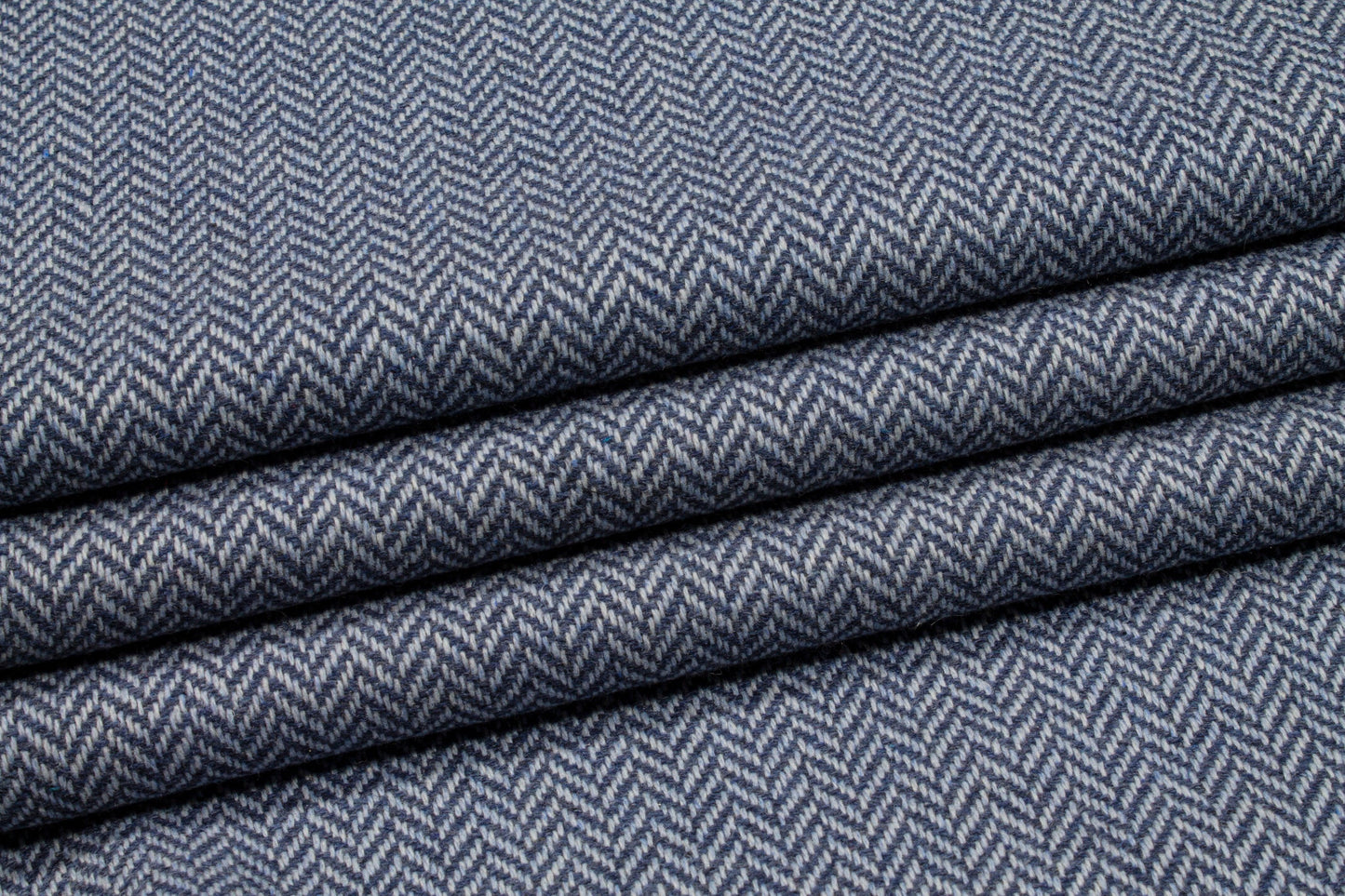 Blue Herringbone Italian Wool Coating - Prime Fabrics