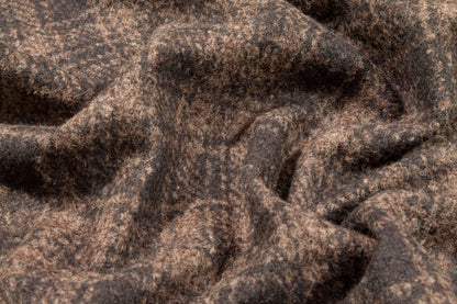 Brown Plaid Italian Wool Coating - Prime Fabrics