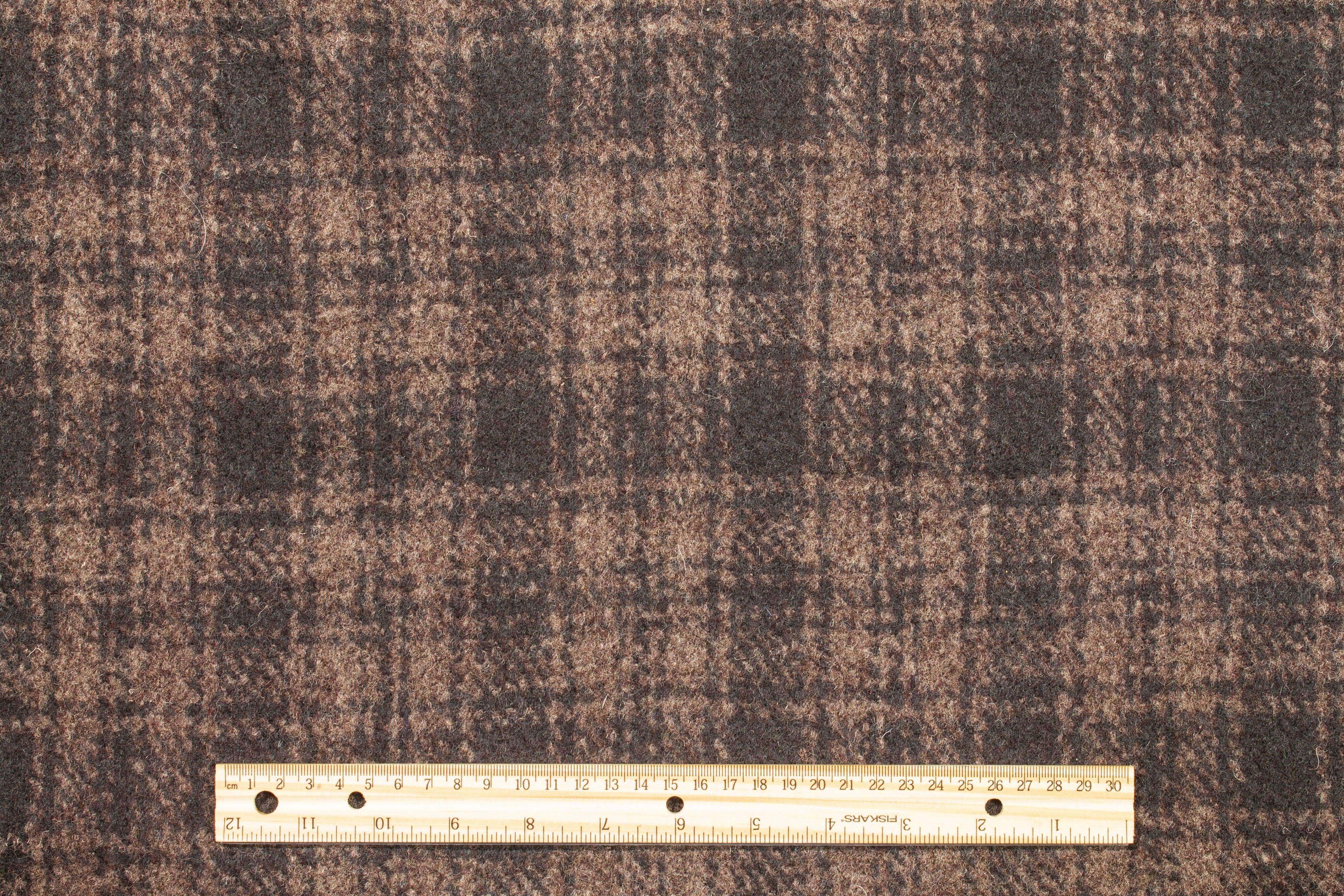 Brown Plaid Italian Wool Coating - Prime Fabrics