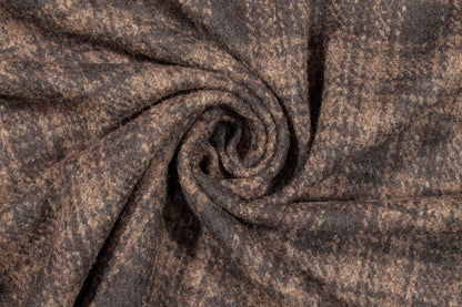 Brown Plaid Italian Wool Coating - Prime Fabrics