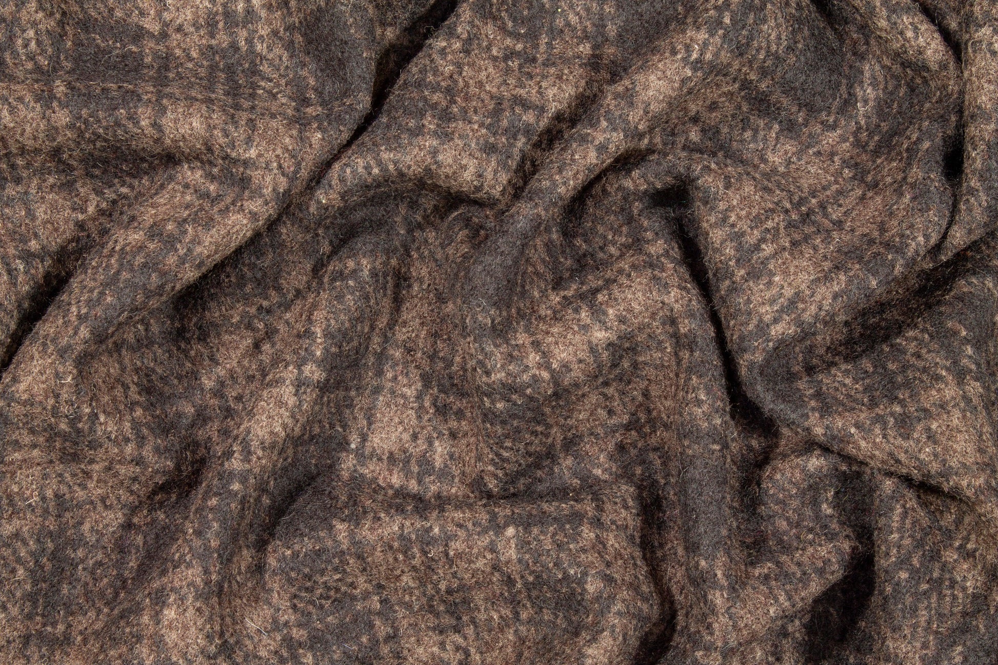 Brown Plaid Italian Wool Coating - Prime Fabrics