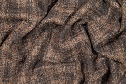 Brown Plaid Italian Wool Coating - Prime Fabrics
