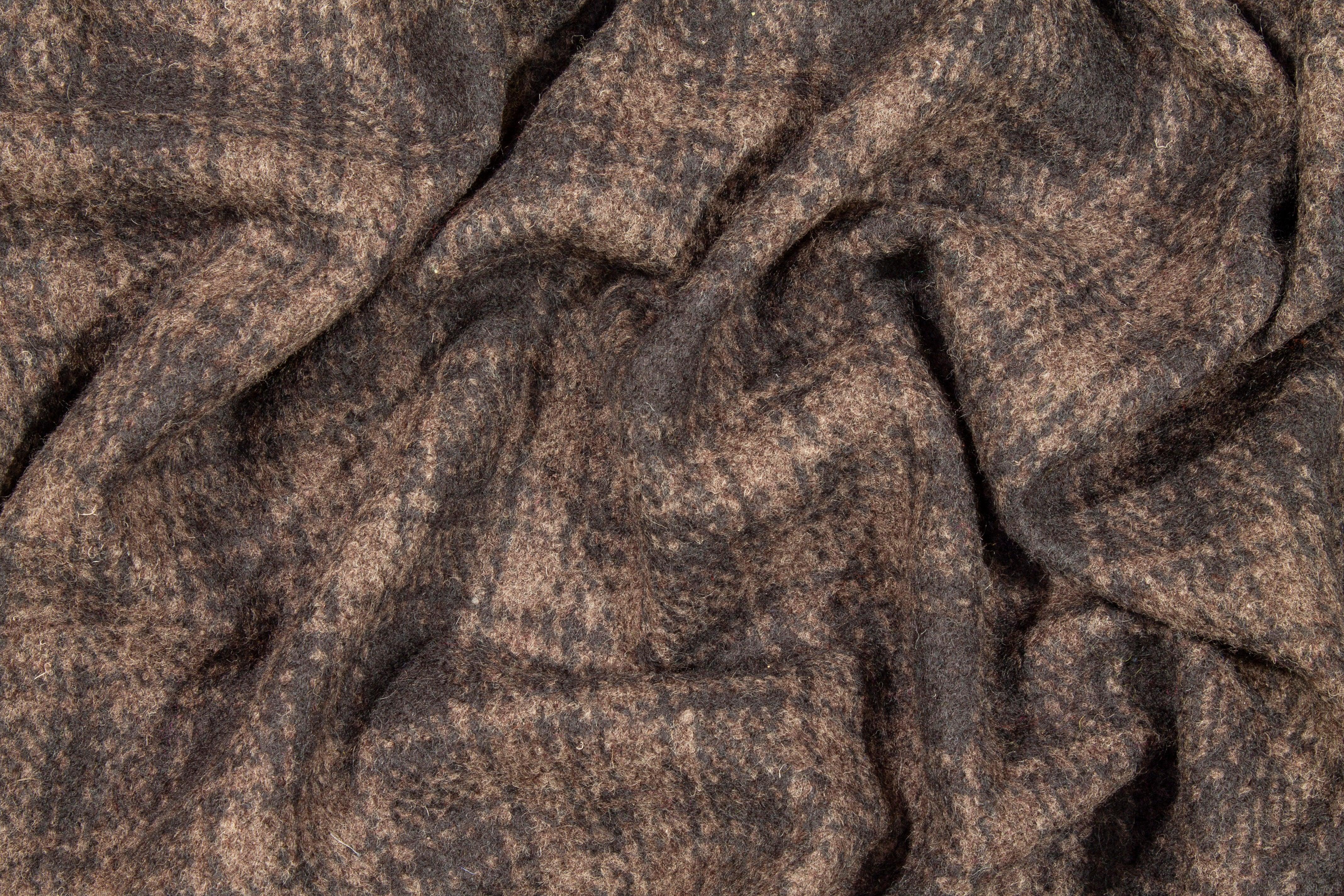Brown Plaid Italian Wool Coating - Prime Fabrics