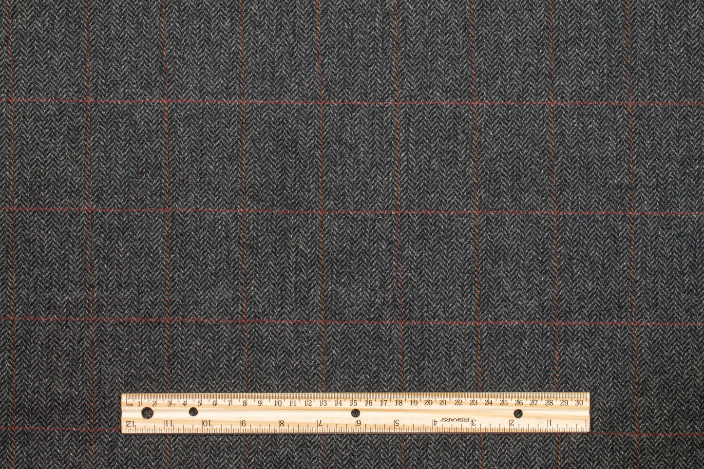 Dark Gray Herringbone Windowpane Wool Coating - Prime Fabrics
