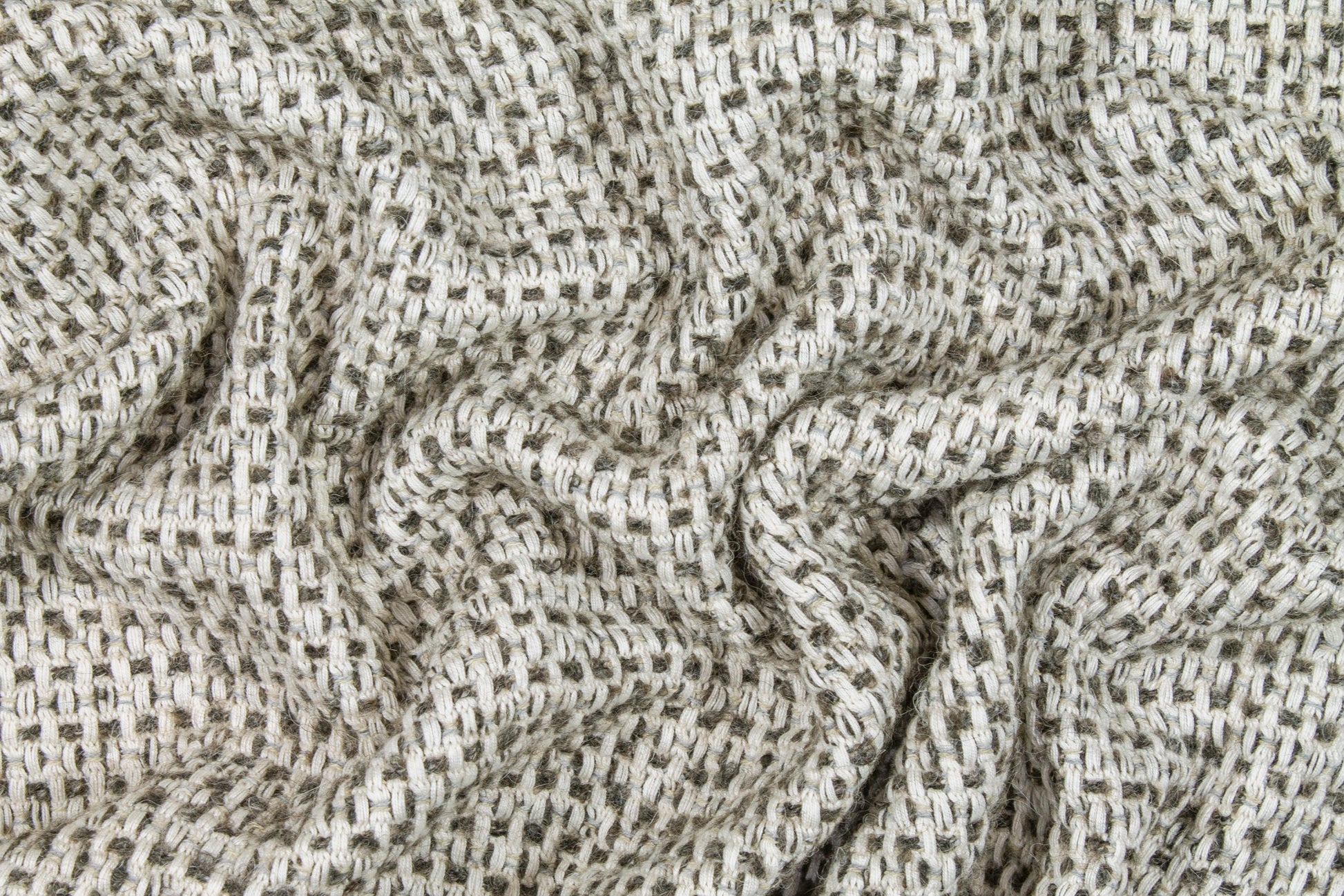 Off White and Gray Italian Wool Tweed - Prime Fabrics