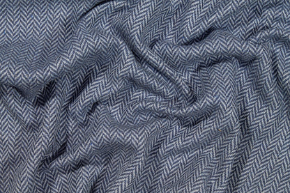 Blue Herringbone Italian Wool Coating - Prime Fabrics