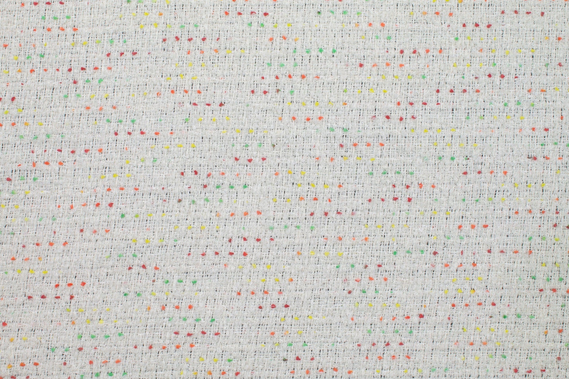 Off White Italian Tweed Boucle Wool with Multicolor Dots - Prime Fabrics