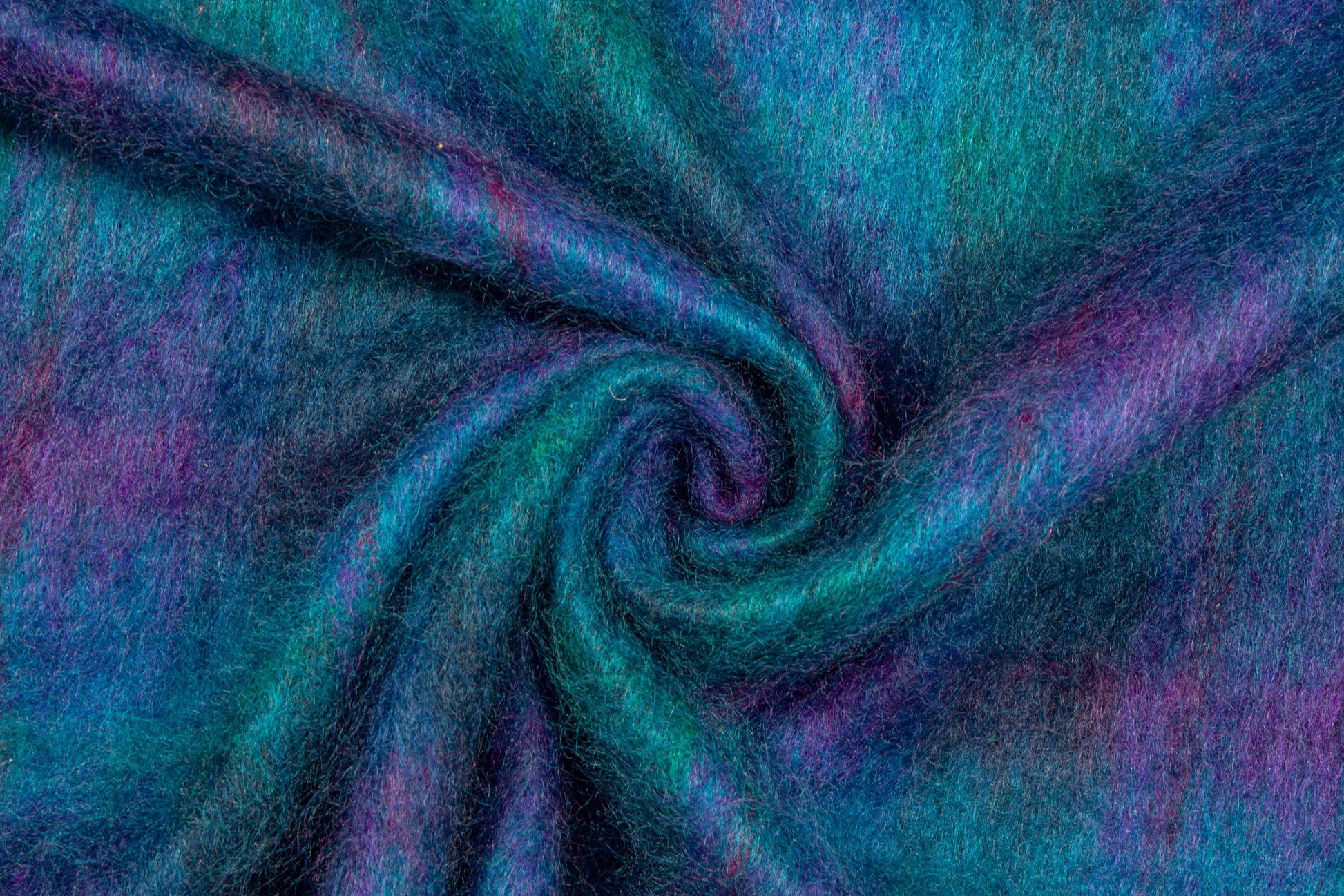 Ocean Blue and Purple Mohair Plaid Wool Coating - Prime Fabrics