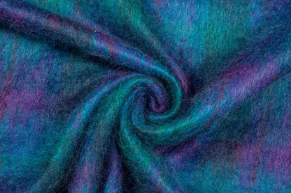 Ocean Blue and Purple Mohair Plaid Wool Coating - Prime Fabrics