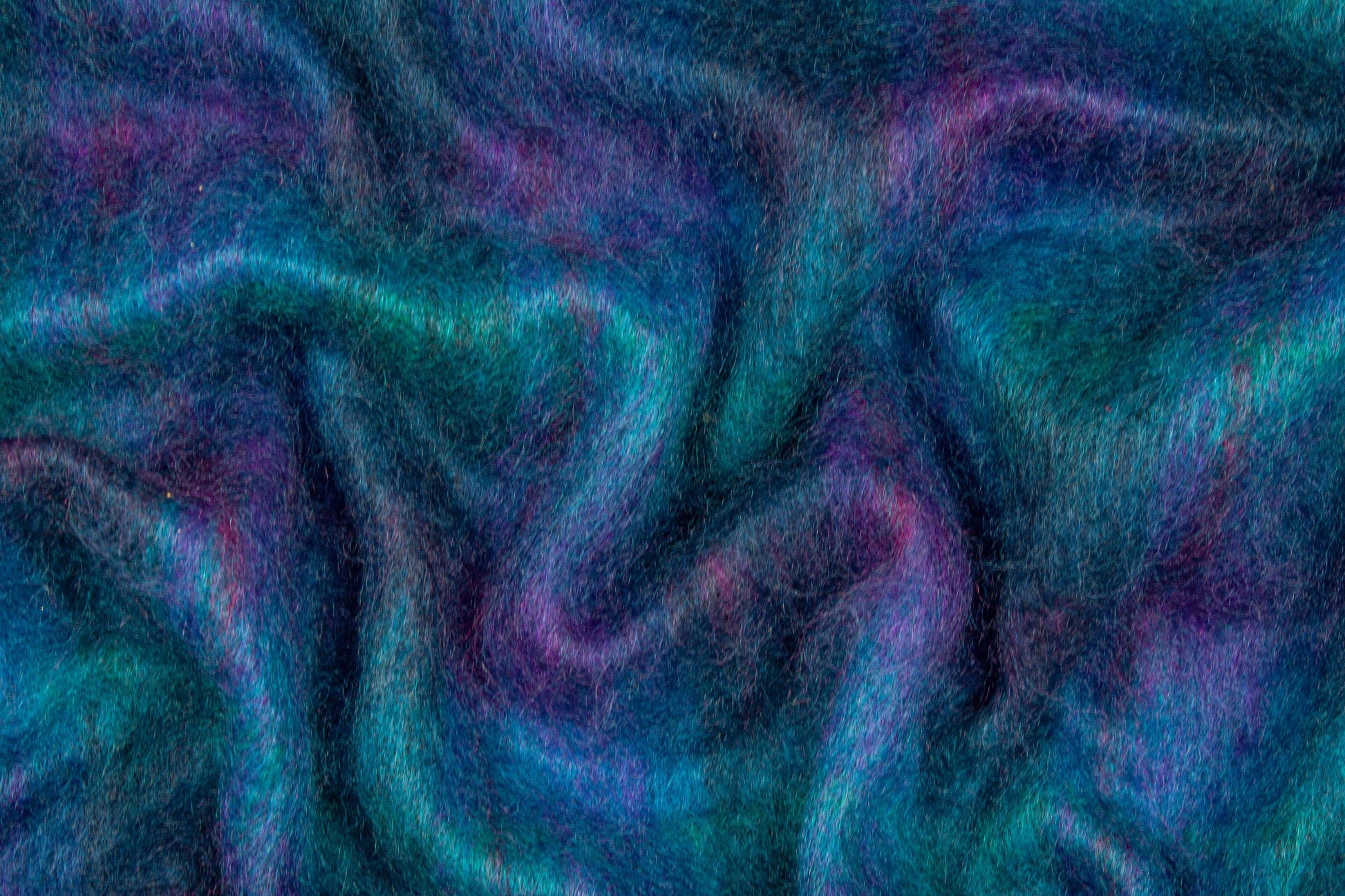 Ocean Blue and Purple Mohair Plaid Wool Coating - Prime Fabrics