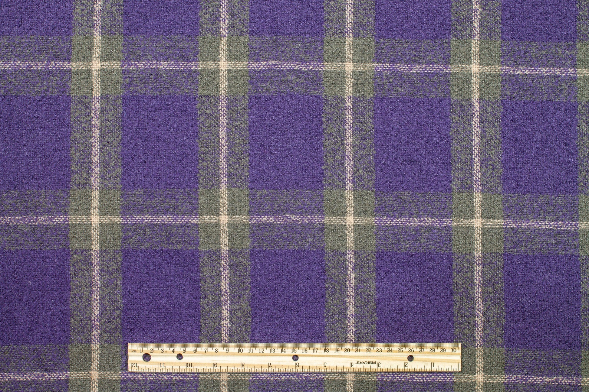 Purple and Gray Plaid Wool Coating - Prime Fabrics