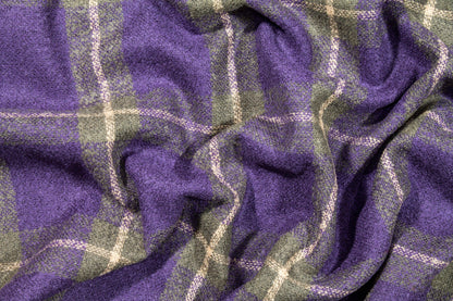 Purple and Gray Plaid Wool Coating - Prime Fabrics