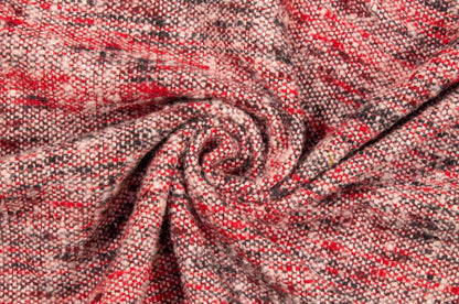 Red Italian Wool Tweed Coating - Prime Fabrics