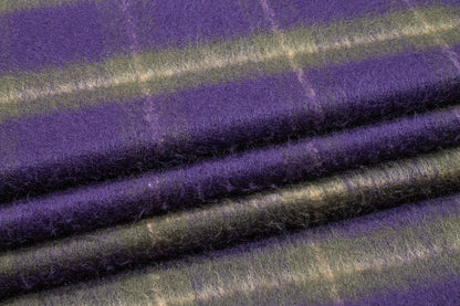 Purple and Gray Plaid Wool Coating - Prime Fabrics