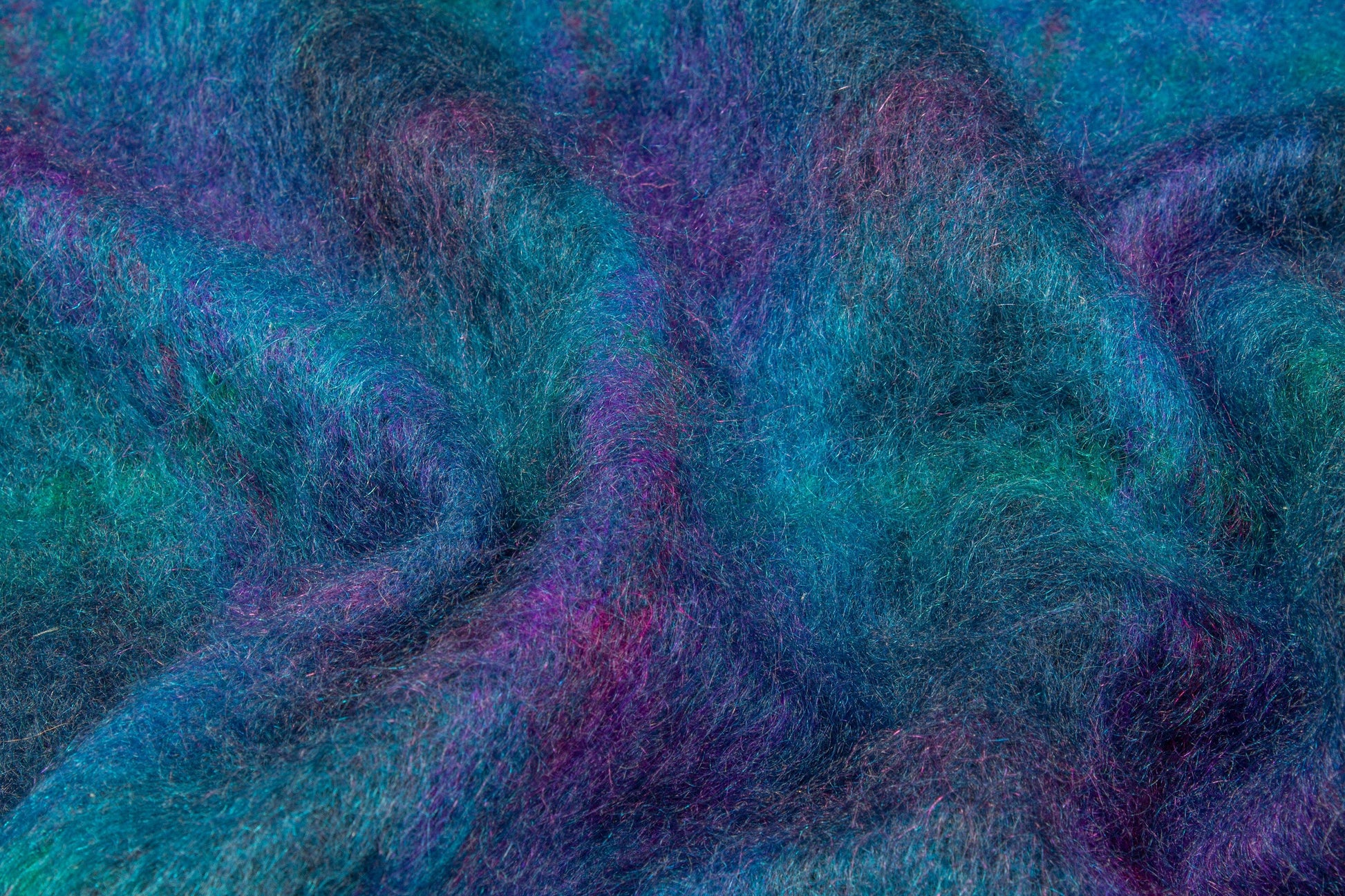 Ocean Blue and Purple Mohair Plaid Wool Coating - Prime Fabrics