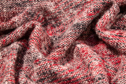 Red Italian Wool Tweed Coating - Prime Fabrics