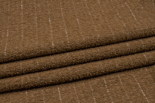 Brown Striped Wool Boucle - Prime Fabrics