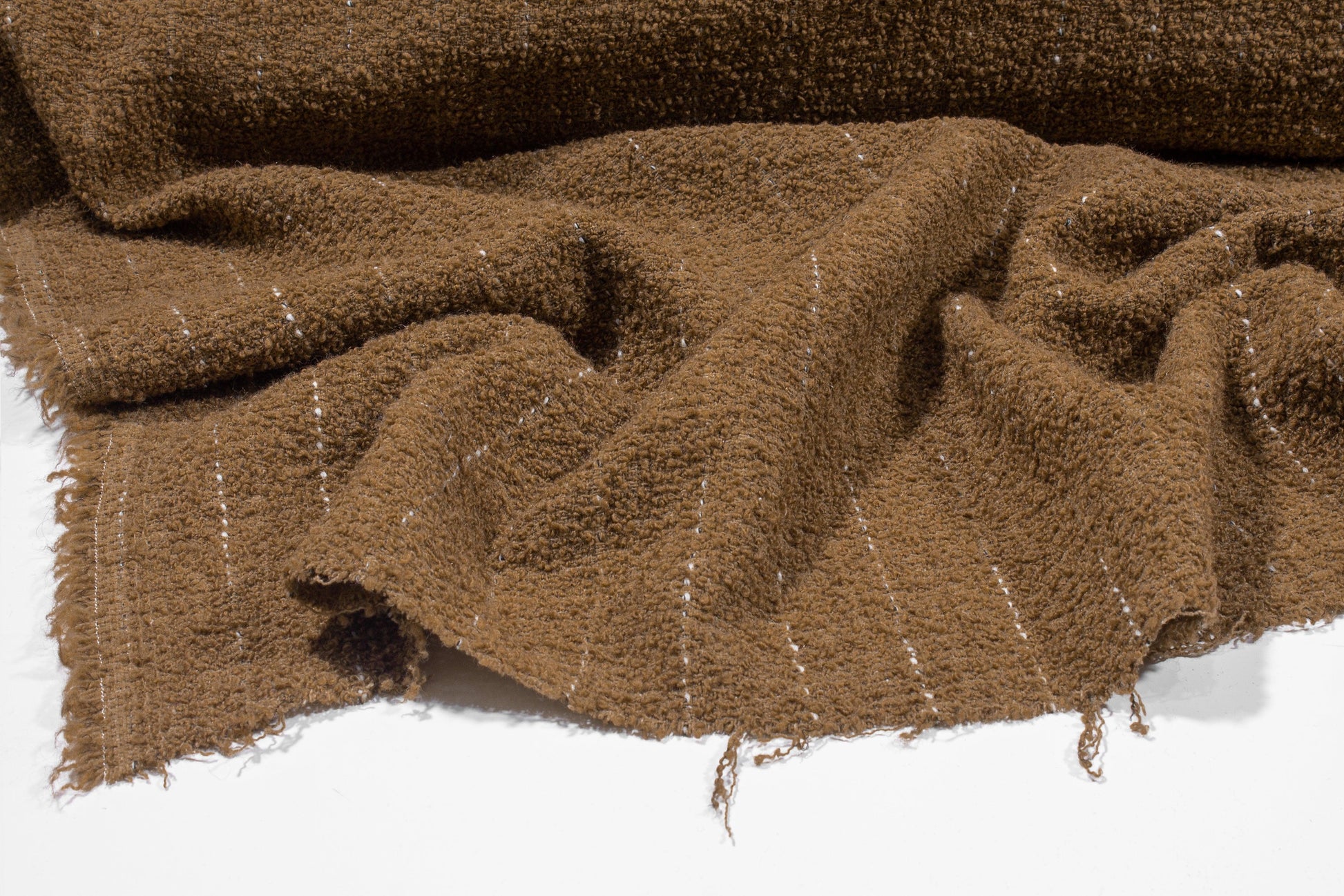 Brown Striped Wool Boucle - Prime Fabrics