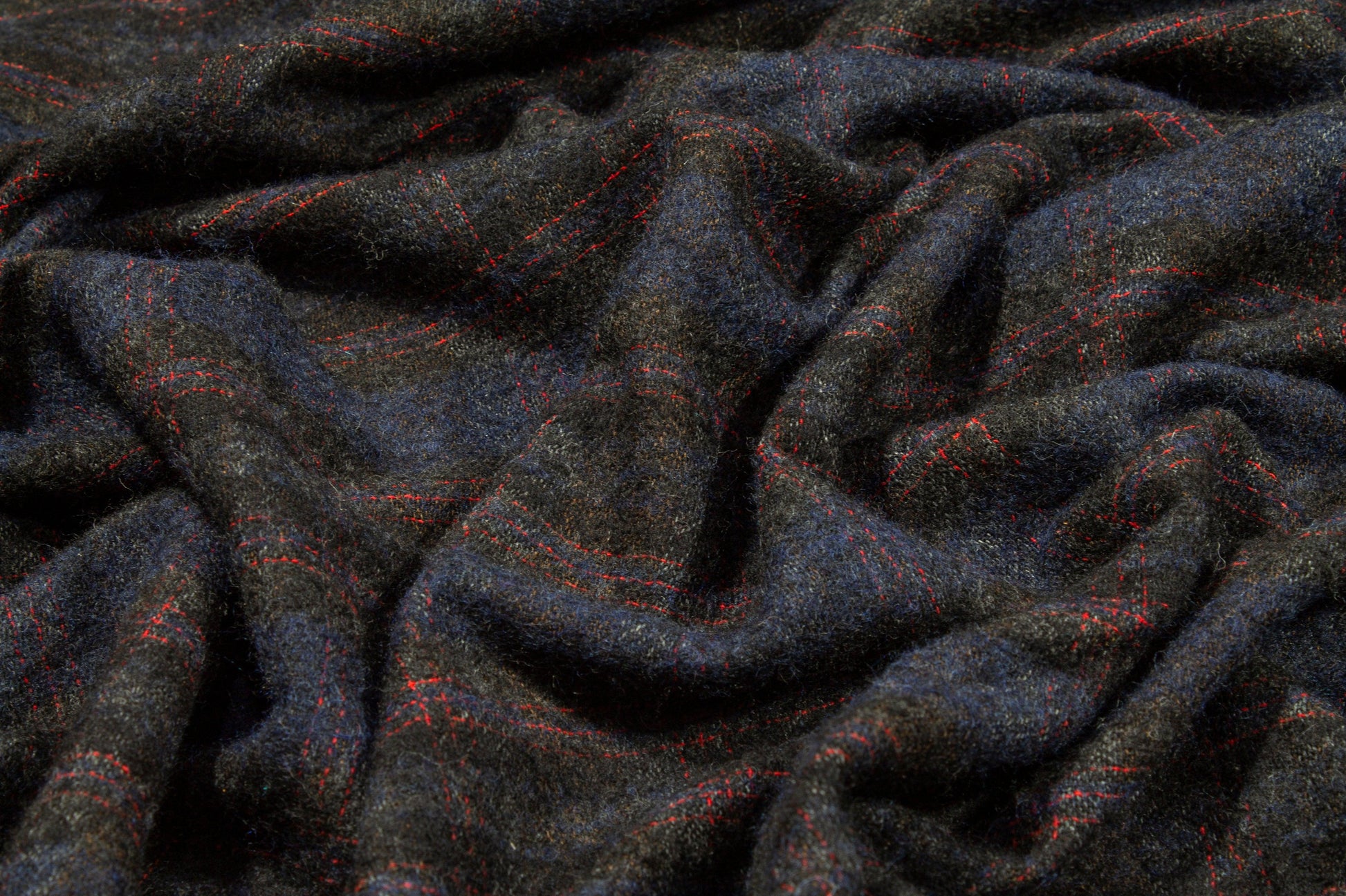 Navy and Red Plaid Italian Wool - Prime Fabrics