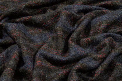 Navy and Red Plaid Italian Wool - Prime Fabrics