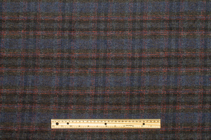 Navy and Red Plaid Italian Wool - Prime Fabrics