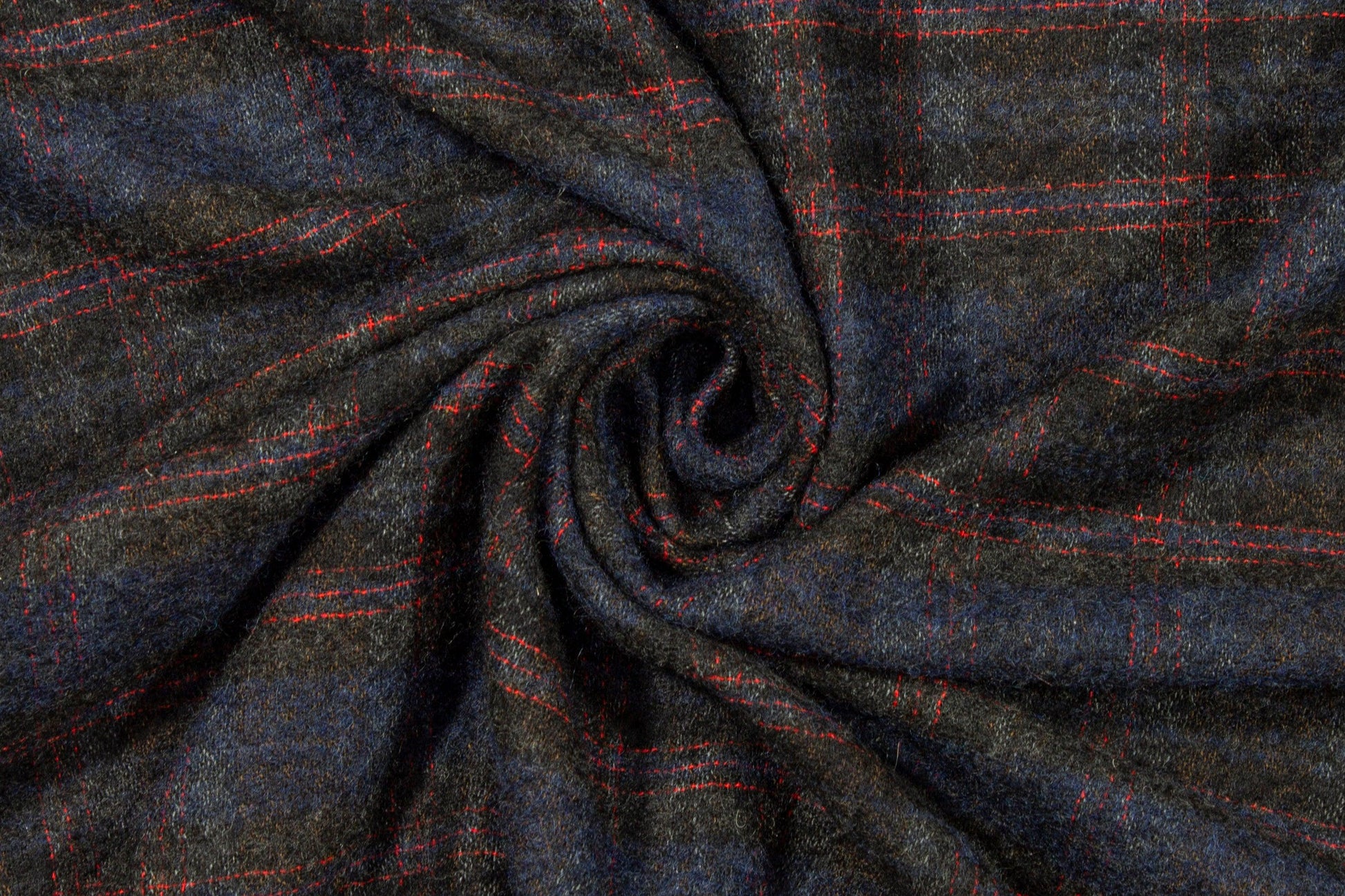 Navy and Red Plaid Italian Wool - Prime Fabrics