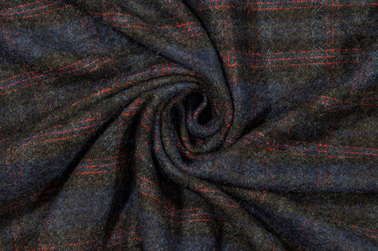 Navy and Red Plaid Italian Wool - Prime Fabrics