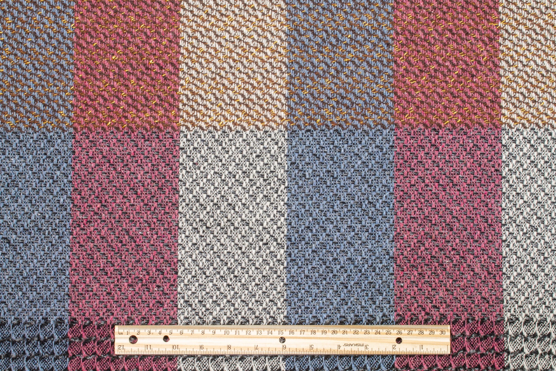 Blue, Purple, and White Checked Wool Tweed - Prime Fabrics