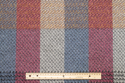 Blue, Purple, and White Checked Wool Tweed - Prime Fabrics