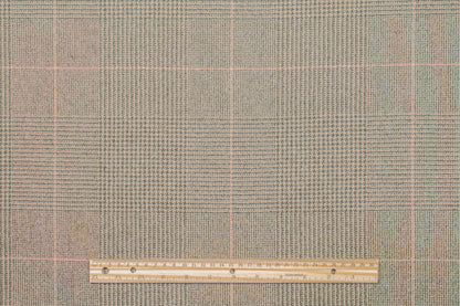 Beige Glen Check Italian Virgin Wool and Cashmere Blend - Prime Fabrics