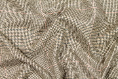 Beige Glen Check Italian Virgin Wool and Cashmere Blend - Prime Fabrics