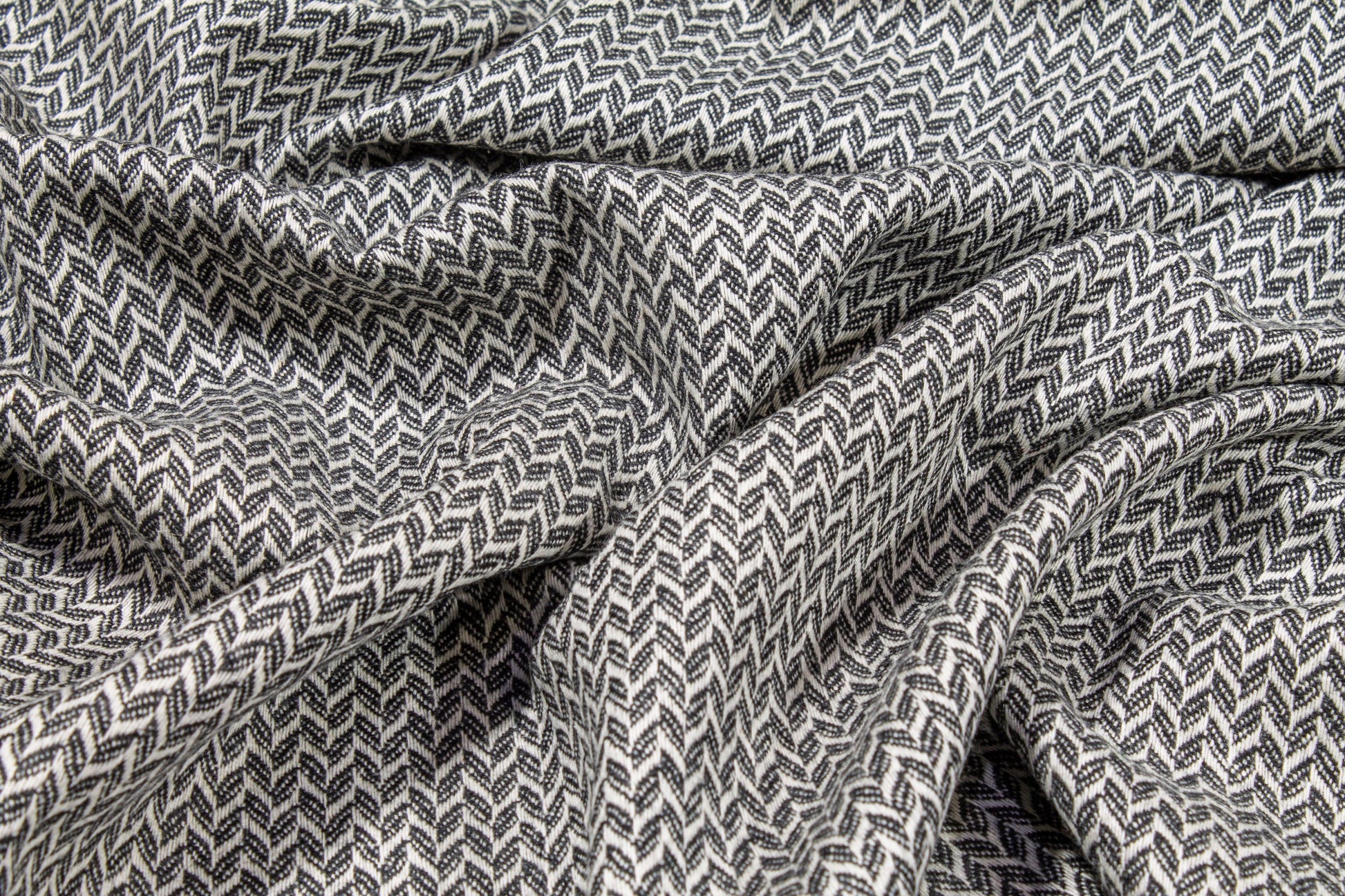 Gray and White Herringbone Italian Wool Cashmere - Prime Fabrics