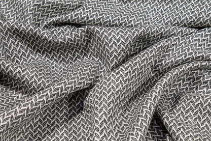 Gray and White Herringbone Italian Wool Cashmere - Prime Fabrics