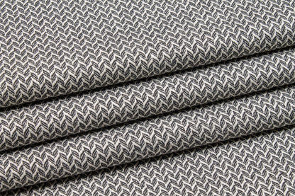 Gray and White Herringbone Italian Wool Cashmere - Prime Fabrics