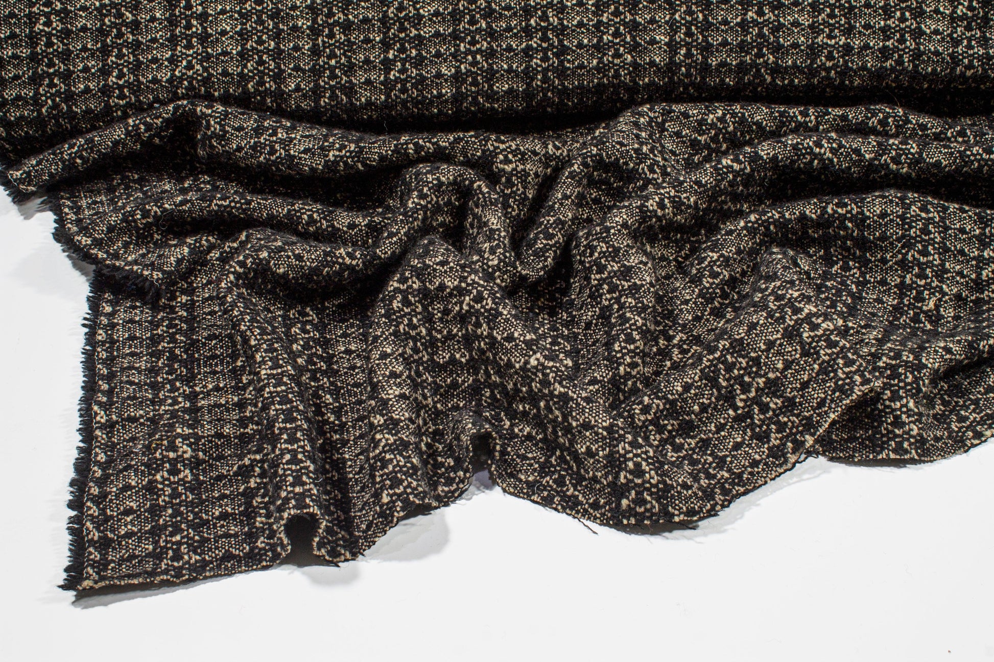 Beige and Black Italian Wool Tweed - Prime Fabrics