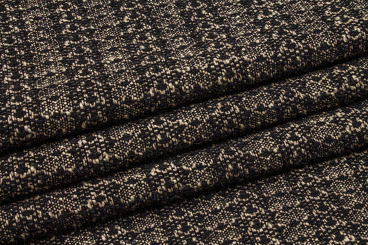 Beige and Black Italian Wool Tweed - Prime Fabrics