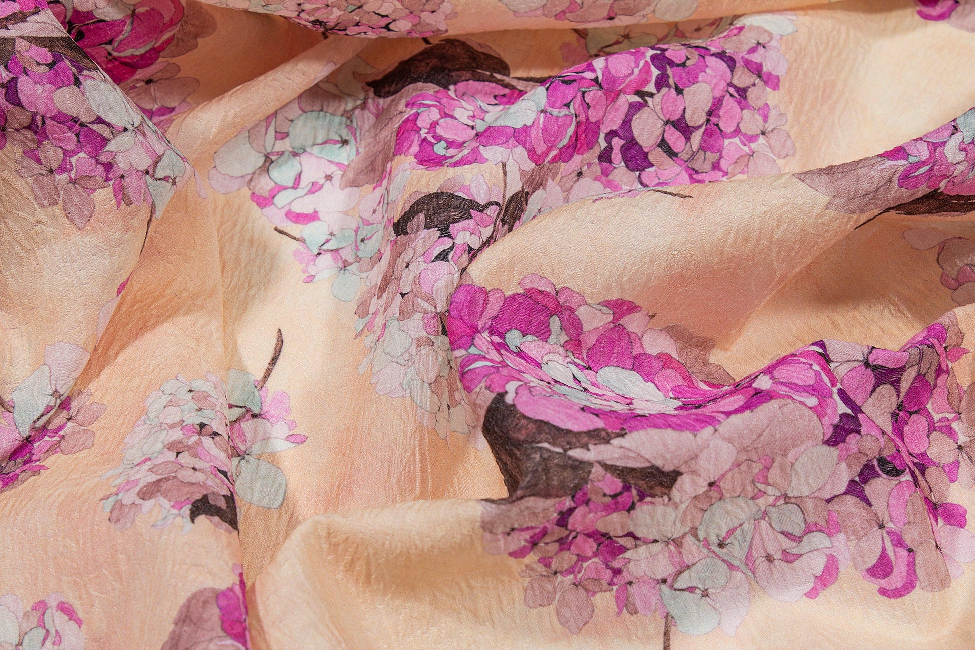 Emanuel Ungaro - Tan and Lavender Floral Italian Silk and Wool Blend - Prime Fabrics