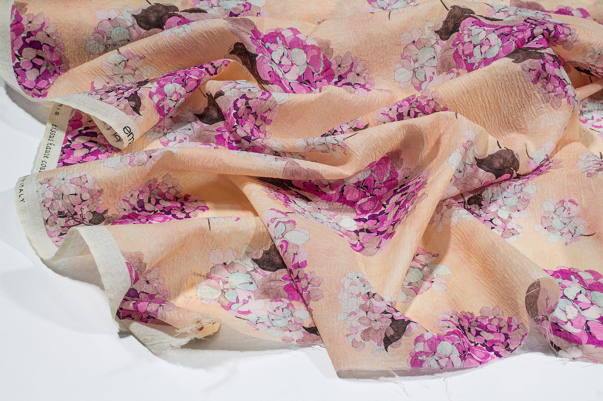 Emanuel Ungaro - Tan and Lavender Floral Italian Silk and Wool Blend - Prime Fabrics