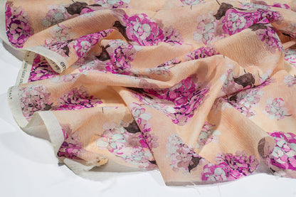 Emanuel Ungaro - Tan and Lavender Floral Italian Silk and Wool Blend - Prime Fabrics